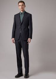 Scegli tra la vasta gamma di articoli di moda e acquista a prezzi d'occasione! Abito Linea Trader Blu Regular Fit Full Canvas In Crepe Quadrettato Uomo Giorgio Armani