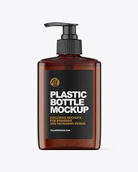 Download Amber Plastic Bottle With Pump Mockup In Bottle Mockups On Yellow Images Object Mockups PSD Mockup Templates