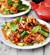 Thai noodle and beef salad. Thai Style Chicken Meatballs With Rice Noodle Salad Recipe Fuss Free Cooking