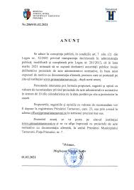 52/2003din 21/01/2003privind transparenţa decizională în administraţia publicăpublicat in mof nr. Anunt Transparenta Decizionala Martie 2021 Primaria Tarnaveni
