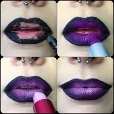 Black And Red Lipstick Ombre Ombre Lips In 2020 Halloween Lip Makeup Ombre Lips Eye Makeup