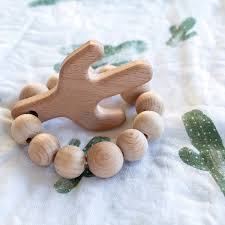 Cactus Wooden Teether In 2020 Wooden Teether Wooden Teething Diy Teething Toys