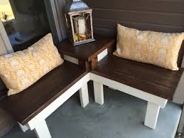 Black porch swing furniture traditional porch decor ideas. Remodelaholic Build A Corner Bench With Built In Table