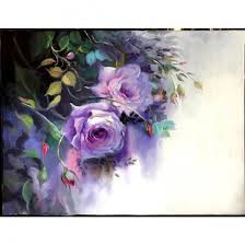 Deci, acest desen poate fi realizat cu. Tablou Cu Peisaj Vara Si Trandafiri Mov Pictura Florala Shabby Chic Dimensiune 60x45 Cm Tehnica Pictura