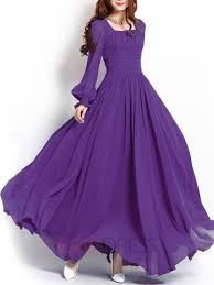 Ericdress Solid Color Square Neck Lantern Sleeve Maxi Dress Maxi Dress With Sleeves Womens Maxi Dresses Long Sleeve Maxi Dress