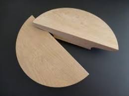 A pair of striped half moon handles made from solid brass. Pair Of Large Flat Vic Ash Half Moon Handles Split Wood Door Handle Wooden Handles Door Door Handles Modern