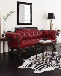 Horchow Old Hickory Tannery Red Tufted Leather Sofa Loveseat Rotes Sofa Ledersofa Braunes Ledersofa