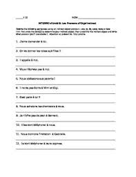 D Accord 1 Unit 6 Indirect Object Pronouns Quiz Quiz Pronoun Word Doc