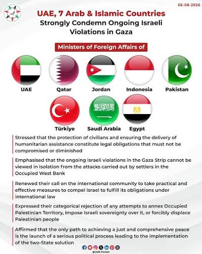 UAE, 7 Arab & Islamic Countries Strongly Condemn Ongoing Israeli Violations  in #Gaza وزارة الخارجية - الإمارات العربية المتحدة MoFA UAE