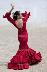 Traditional Woman Spanish Flamenco Dancer In Red Dress Dansklanning Flamenco Rod Klanning