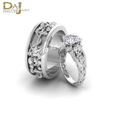 Anchor Gothic Diamond Skull Wedding Band Ring Set His And Her Promise Rings Gift Skull Wedding Ring Engagement Rings Wedding Bands Set Gothic Engagement Ring