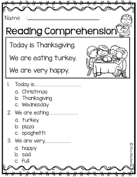 Thanksgiving Reading Comprehension Worksheets Thanksgiving Reading Comprehension Kindergarten Reading Worksheets Reading Comprehension Kindergarten