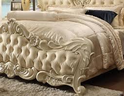 Luxury Cream Pearl Carved Wood King Bedroom Set 3 Homey Design Hd 5800 Classic Hd 5800 Ek Set 3 Buy Online