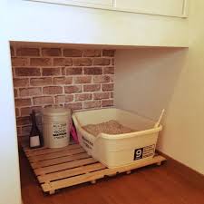 バス トイレ トイレはトイレでも猫トイレ 笑 ねこ ねこ部 リメイクシート レンガ などのインテリア実例 2016 01 11 15 22 56 roomclip ルームクリップ インテリア インテリア 実例 リメイクシート