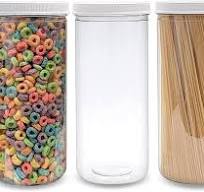 ljdeals 80 oz Tall Clear Plastic Jars with Lids, 2.5 Quart 10 Cup Cylinder  Storage Containers, Wide Mouth PET Canisters, Pack of 3, BPA Free, Food ...