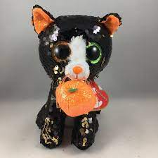 Ty Halloween 6 Flippables Jinx Cat Beanie Boos Sequins Plush Toy Ty Heart Tags Ebay Cat Beanie Beanie Boos Ty Beanie Boos