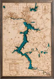 small lake coeur d alene 3d wood map