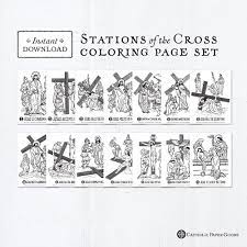 Children may color all the pages in their coloring books at once, or you may use stations of the cross coloring books as daily lenten calendar countdown to. Catholic Coloring Pages Stations Of The Cross Bundle Of 14 Lent Activity For Kids Printable Coloring Pages Digital Pdf