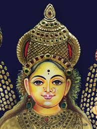 Pintura de Lakshmi Devi Tanjore. Oro de 22 quilates. Sari dorado y ollas  con monedas de oro. Detalles nítidos. Hecha a pedido por un artista  experimentado y hábil.