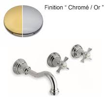 Melangeur Lavabo Mural 3 Trous Retro Chrome Dore Chambord Cristina Ondyna Ch24239 Vita Habitat