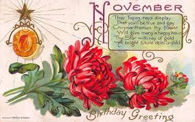 Happy Birthday Postcard November Topaz And Chrysanthemum 108205 Birthday Birthday Postcards Birth Flowers Birthday Greetings