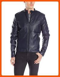 Calvin Klein Men S Faux Leather Perforated Jacket Blue X Large Mens World Amazon Partner Link Calvin Klein Men Leather Jacket Jackets