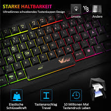 Die farbe ist auch ansprechend (zumindest für mich). Ultra Sunn Leise Ganzmetall Usb Computertastatur Mit Spritzwassergeschutztem Design Fur Windows Pc Gamer Schwarz Wisfox Bunte Rainbow Led Hintergrundbeleuchtete Gamer Keyboard Gaming Tastatur Computer Zubehor Gaming Tastaturen