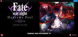 Fate/stay night [Heaven's Feel] III. Spring Song is currently dated for  Australian cinema release on November 19 : r/fatestaynight