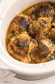 Only takes 10 minutes to cook. Slow Cooker Chicken Thighs The Recipe Rebel