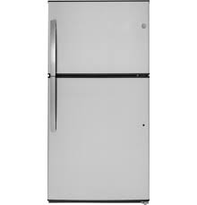 Stainless steel trimmed glass door with sleek white cabinet, recessed handle provides a flush finish with the door with cylinder. Ge Gie21gshss Ge Energy Star 21 1 Cu Ft Top Freezer Refrigerator Gie21gshss Art Handler S Appliance Center