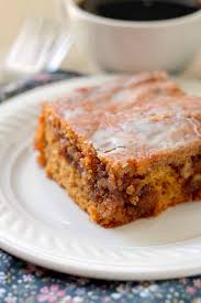 Pumpkin Honey Bun Cake A Gooey Brown Sugar And Walnut Filling In The Center Of A Moist Pumpkin Cake Topped With A Si Honey Buns Bun Cake Pumpkin Coffee Cakes