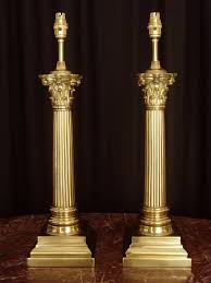 Antiques Atlas Pair Tall Brass Corinthian Column Table Lamps Antique Table Lamps Lamp Table Lamp