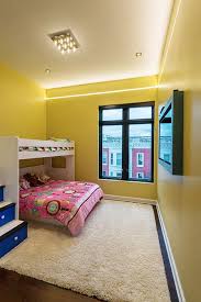 This shared kids' room has double twin beds and a geometric theme that's ideal for either girls or boys. Indoor Lighting Outdoor Lighting Modern Lighting Kids Bedroom Lights Modern Kids Bedroom Dream House Rooms