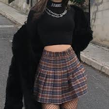 Animal print skirt, fishnet stockings & boots by nicolealyseee. Lolita Plaid High Waist Zip Skirt Pl20157 Pastelloves