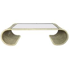 This is a minimal, contemporary glass side accent table, perfect for any chic living room or den. Mid Century Modern Rattan Wicker And Glass Sculptural Waterfall Coffee Table Chairish
