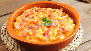 Your order comes with a side of mashed potatoes or rice and beans. Spanish Potatoes Recipe