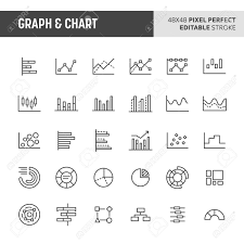 30 Thin Line Icons Associated With Graph And Chart Used In Math