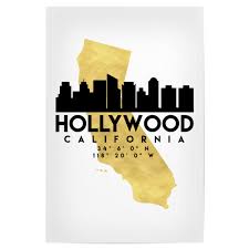 Whimsical old map depicts california at a time when hollywood was a state of mind curbed laclockmenumore arrow california map singapore. Hollywood California Skyline Map Als Poster Bei Artboxone Kaufen