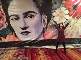 A very excited Daniela Garcia after seeing her artwork as a billboard! An  RHS student, she won 2nd place in the Fast Lane Art Contest. Congrats!