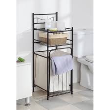 Pinnacle chrome and glass bathroom shelf. Mainstays 2 Shelf Bathroom Storage Tower With Hamper Oil Rubbed Bronze Walmart Com Walmart Com