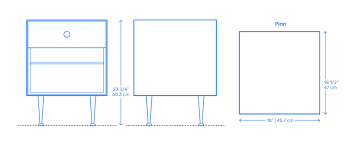 Standard side table heights are usually designed to be equal to or just below the height of sofa armrests, which are around 25 inches (63.5cm), although this varies widely so exact measurements are important. Nelson Thin Edge Bedside Table Dimensions Drawings Dimensions Com