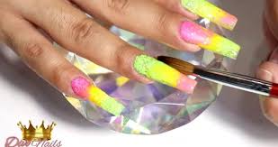 2017 explora el tablero de cristimolinae uñas color neon en pinterest. Difuminado De Colores Neon En Unas Acrilicas Con Cristales Manicuravip Com