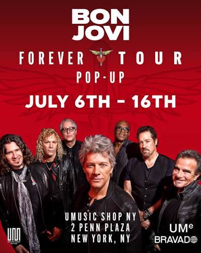 Bon Jovi Forever Tour pop-up merchandise display