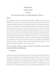 Pdf Inclusive Education All About Humanity And Yet