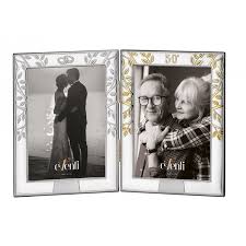 Cómo decorar con papel de plata. Marco Fotos Doble Personalizado Novios Bodas De Oro En Plata Bilaminada