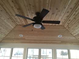 Inside View Of Screen Room Hip Style Roof Cedar Tongue Groove Ceiling Recessed Lights Ceiling Fan Outdoor Screen Room Ceiling Fan Roof Design