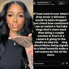 AspenKartier says being signed to Signal Records, a subsidiary of Sony  Music, and in joint venture with Columbia Records, makes her not wanna make  music 🗣😳‼️