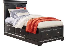 Black Bed Frame With Drawers Twin Oberon Black 3 Pc Twin Panel Bed With 6 Drawer Storage Panel Bed Bedroom Furniture Stores Space Saving Beds