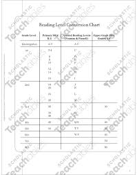 Reading Level Conversion Chart Guided Reading Printable