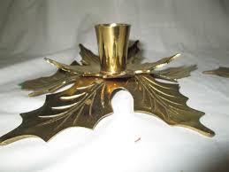 Great Mid Century Brass Pointsettia Candlestick Holders Holiday Christmas All Brass Korea Carol S True Vintage And Antiques